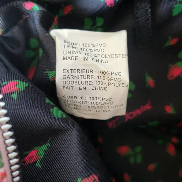 Betsey Johnson Large Double Zip Make Up Cosmetic Bag Pink Floral Red Roses - Picture 9 of 12